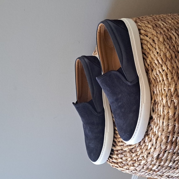 UNTUCKit Mens Navy Blue Suede/Leather Slip-On Loafer/Sneakers White Soles S-10.5 - Picture 2 of 12